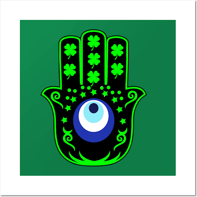 St Patricks day Hand of hamsa Wall Art by livania